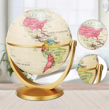 

360 Degree Rotating World Globe Earth Antique Home Office Desktop Decor Geography Educational School Supplies Kids Learning Gift