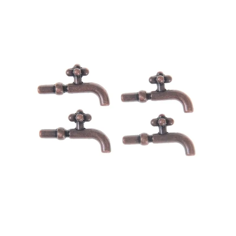 Alloy Water Tap Faucet Doll house Miniature Faucet Furniture Doll house Bathroom Toys 2Pcs 1:12