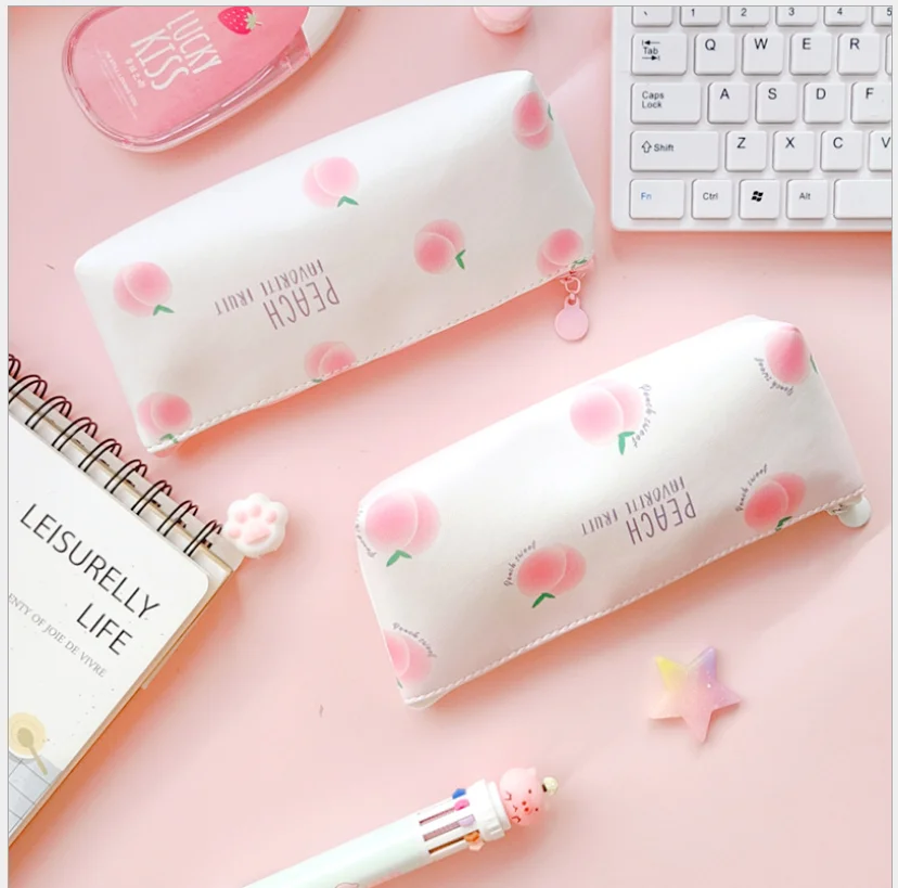 Peach  Momo Pencil Case  Cute Kawaii Case  Japanese Stationery