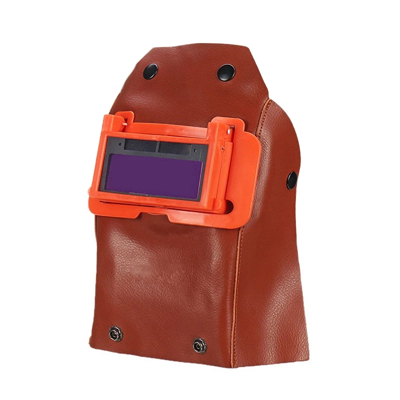 Brown Leather Solar Auto Darkening Welding Helmet Mask Filter Flip Glasses Lens Hood Protective Equipment Welding Screens