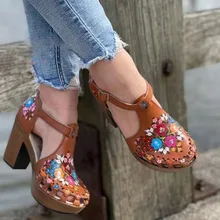 

Summer 2021 Platform Women Sandals High Heels Shoes Round Toed Women's Footwear Hollow Out Women Sandalias Female Shoes Woman