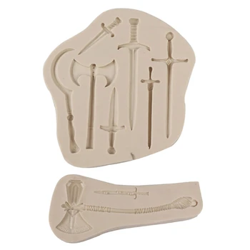 

2Pcs Weapons Sword Axe Knife Pendant Resin Casting Dagger Silicone Mold DIY Chocolate Desserts Fondant Mold Art Crafts