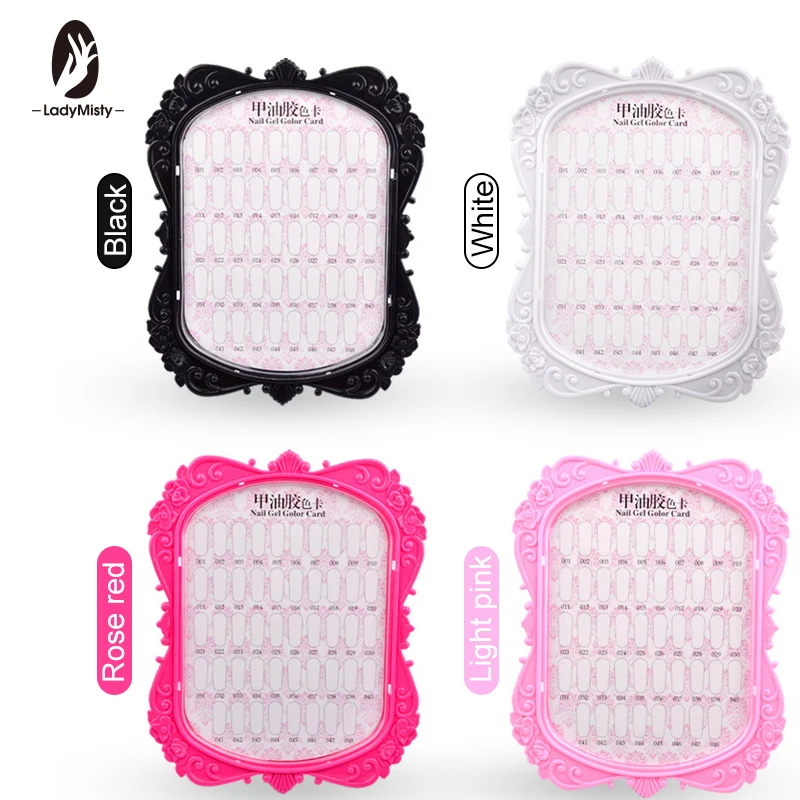 

LadyMisty 1pcs Double-sided 48 Tips New 4 Colors Nails Color Display Frame manicurs Salon Tools Showing Shelf Nail Art