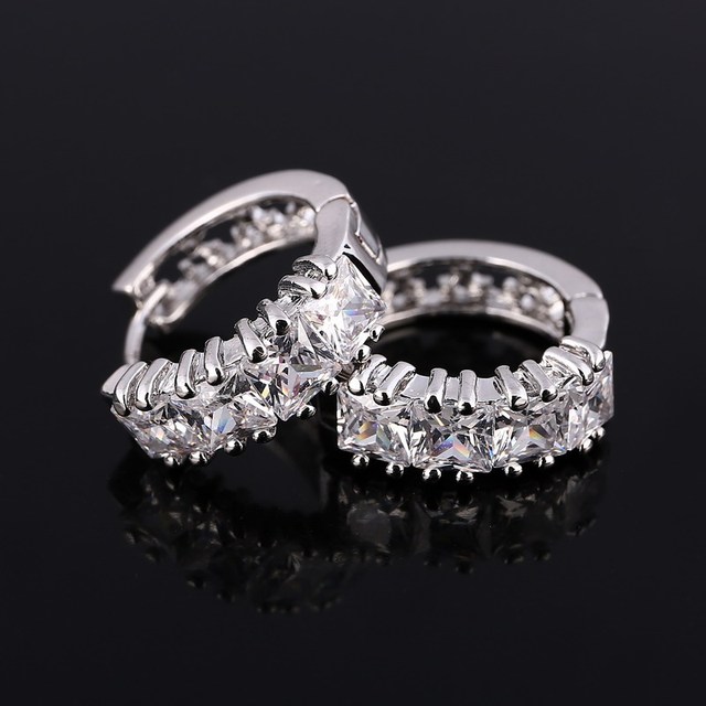 Kolczyki Rose Gold Color Hoop Earrings Flower Colorful Crystal Zirconia Stone Earrings For Women Jewelry Brincos