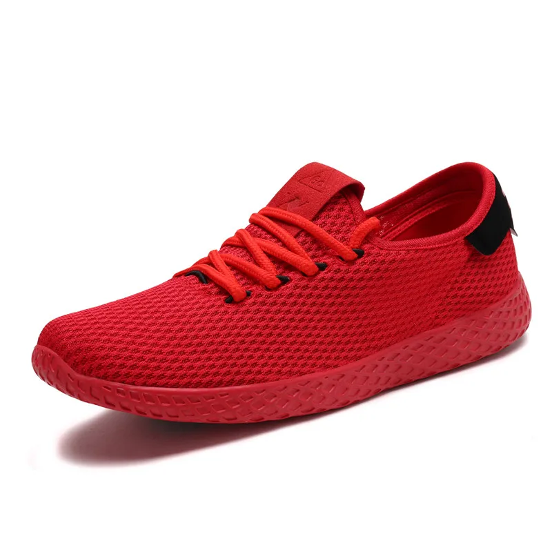 Мужская обувь; модная дышащая повседневная обувь; Брендовая обувь для отдыха; Chaussures; мужские кроссовки; сезон лето; Zapatillas Deportivas Hombre - Цвет: 022-Red