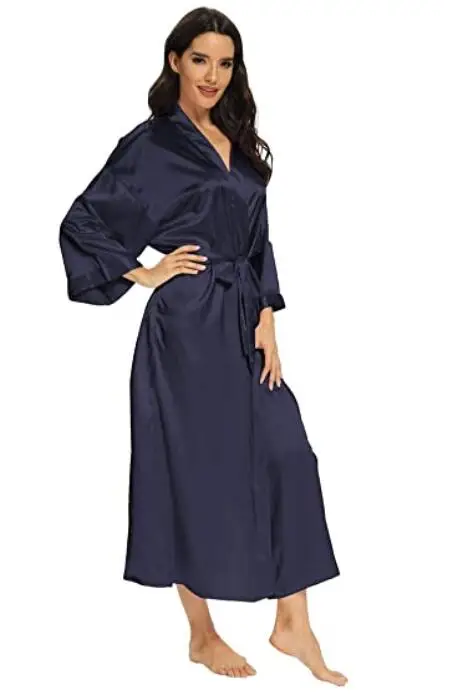 Women Silk Satin Long Wedding Bride Bridesmaid Robe Kimono Robe Feminino Bath Large Size XXXL Peignoir Femme Sexy Bathrobe