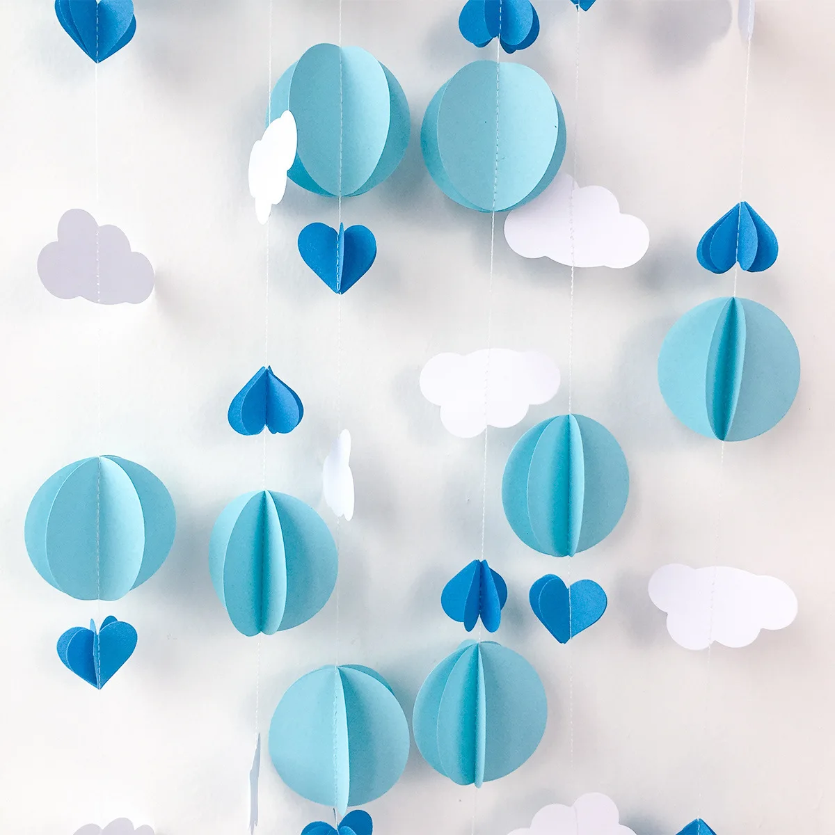 3 м 3DColorful облако сердце Бумага растяжки с днем рождения украшение для детской комнаты украшения Свадебная вечеринка Baby Shower баннер - Цвет: 3M Blue Cloud