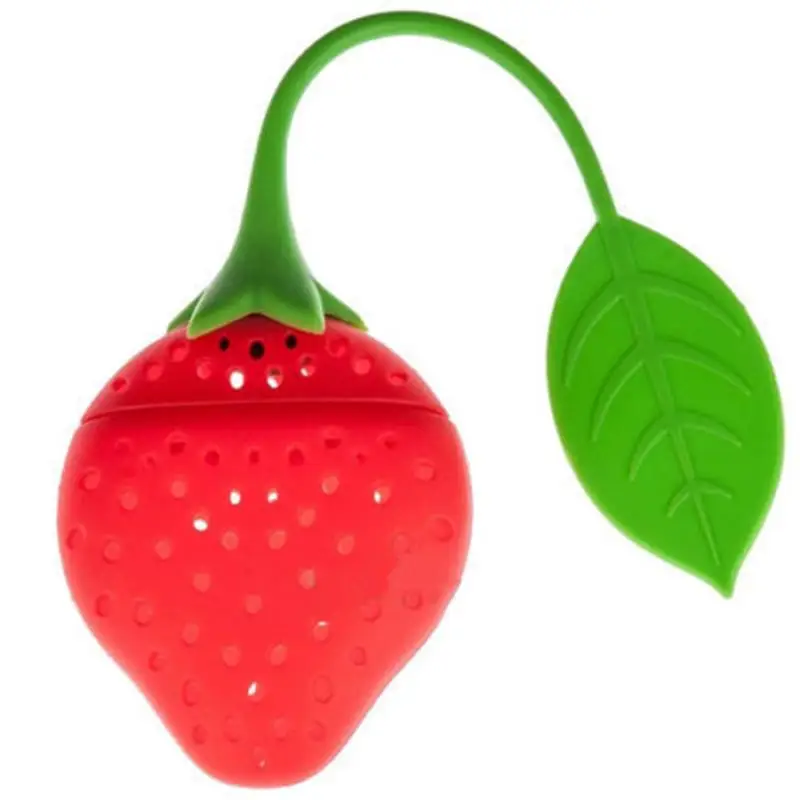 creative Strawberry Shape Tea Strainer Non-toxic Silicone Tea Infuser Tea Bag Loose Herbal Spice storage Filter Teapot Accessory