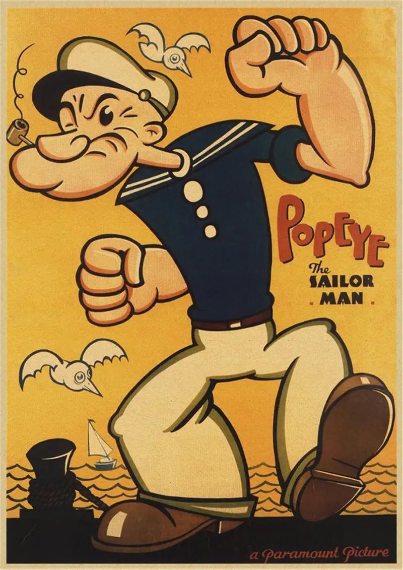 Popeye моряк с Бетти Буп классический фильм крафт бумага Бар плакат ретро