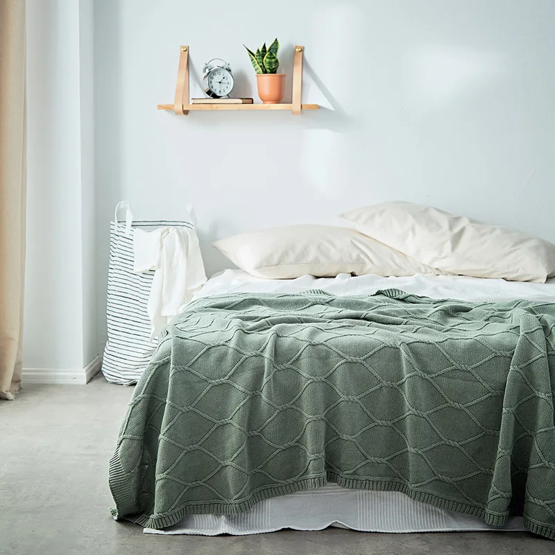 

130X180 Cm New Style Cotton Knitted Blanket Sofa Cover Thread Blanket Pattern Casual Blanket Home Soft Decoration