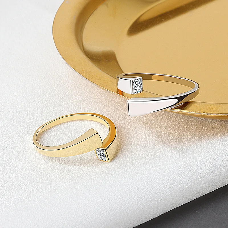 Silver Rings Real 925 Sterling Silver Rings Women vintage zircon open round Engagement Rings Silver 925 Jewelry Anillos Mujer