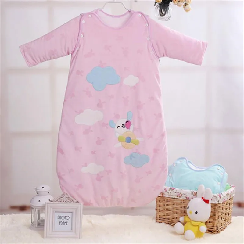Winter Detachable Baby Sleeping Bag 85cm Cartoon Long Sleeve Sleep Sack Warm and Soft Swaddle | Мать и ребенок