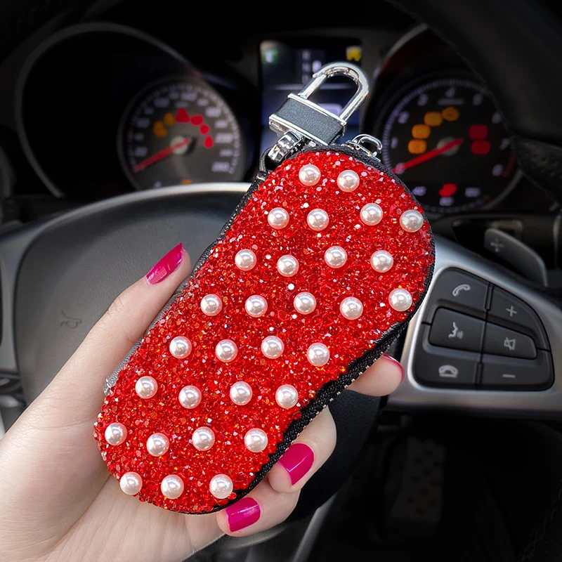 Luxury-Diamond-Pearl-Car-Key-Case-Cover-Genuine-Leather-Key-Shell-Key-Chain-for-Women-Girls-Bling-Rhinestones-Key-Cover-17