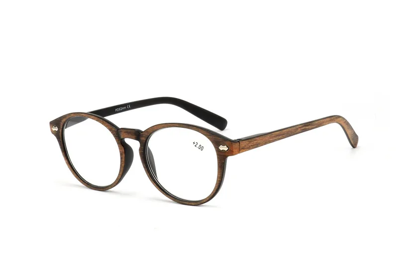 Новые круглые очки для чтения, женские очки с деревянной оправой, мужские деревянные очки для дальнозоркости, светильник, диоптрийный прицел, лупа - Цвет оправы: Темно-желтый