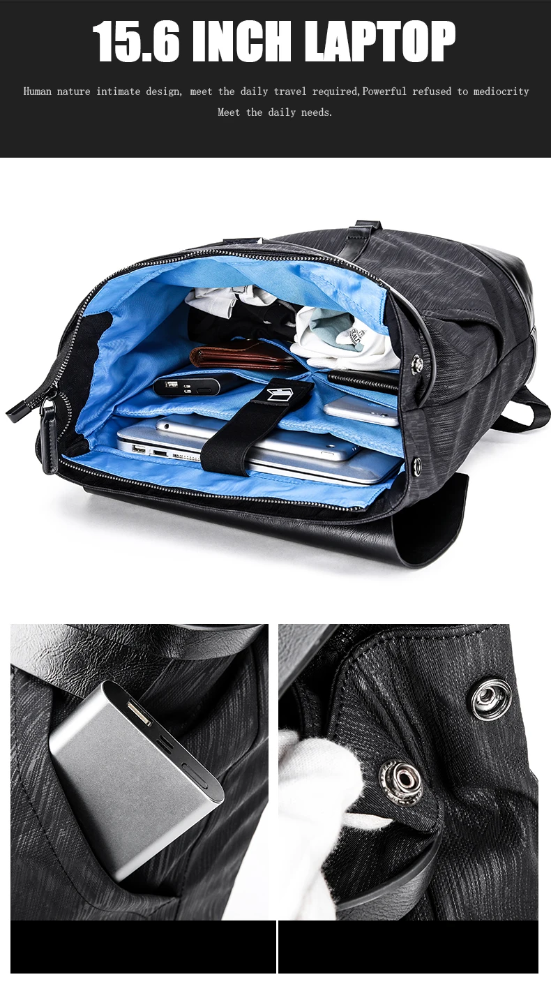 Tangcool men15,6-дюймовый рюкзак Водонепроницаемый рюкзак модная Дорожная сумка из искусственной кожи повседневная школьная сумка кожаная сумка для книг