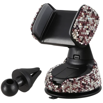 

Rhinestone Universal Super Cute 360 Car Windshield Dashboard Mount Suction Adjustable Phone Holder for Easy View GPS Screen, for