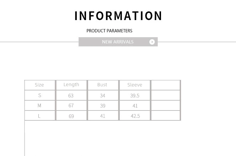 JX004 SIZE CHART