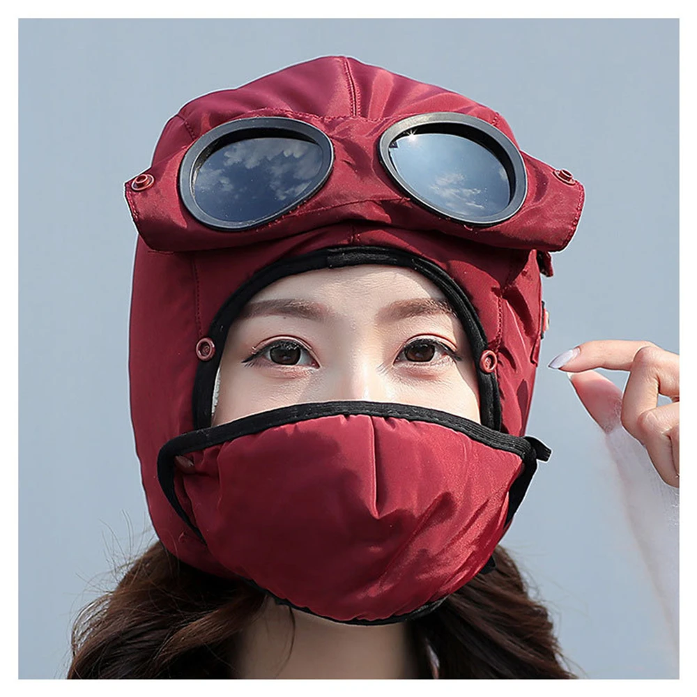 Зимняя велосипедная теплая Балаклава полная маска для лица с Goggle съемный Лыжный спорт защитная крышка для взрослых Детский капюшон