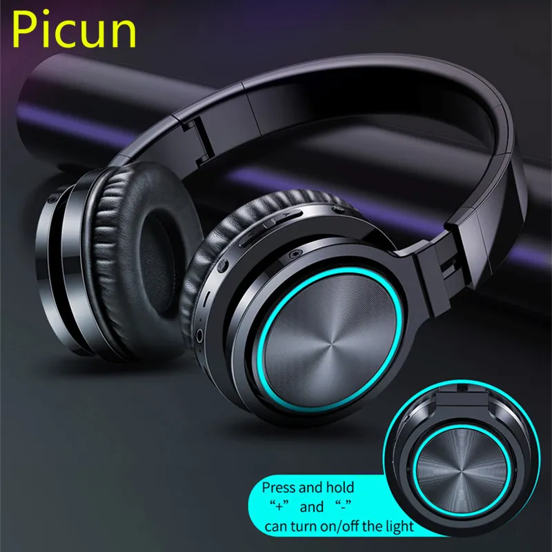Picun-auriculares inalámbricos con Bluetooth, potentes graves, auriculares con cancelación de ruido y retardo bajo para teléfono móvil y videojuegos