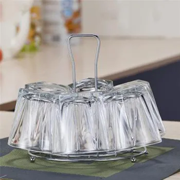 

1pc Silver Six Cup Holder Kitchen Water Cup Storage Rack Water Cup Drainage Drying Manager Household Kitchen Supplies