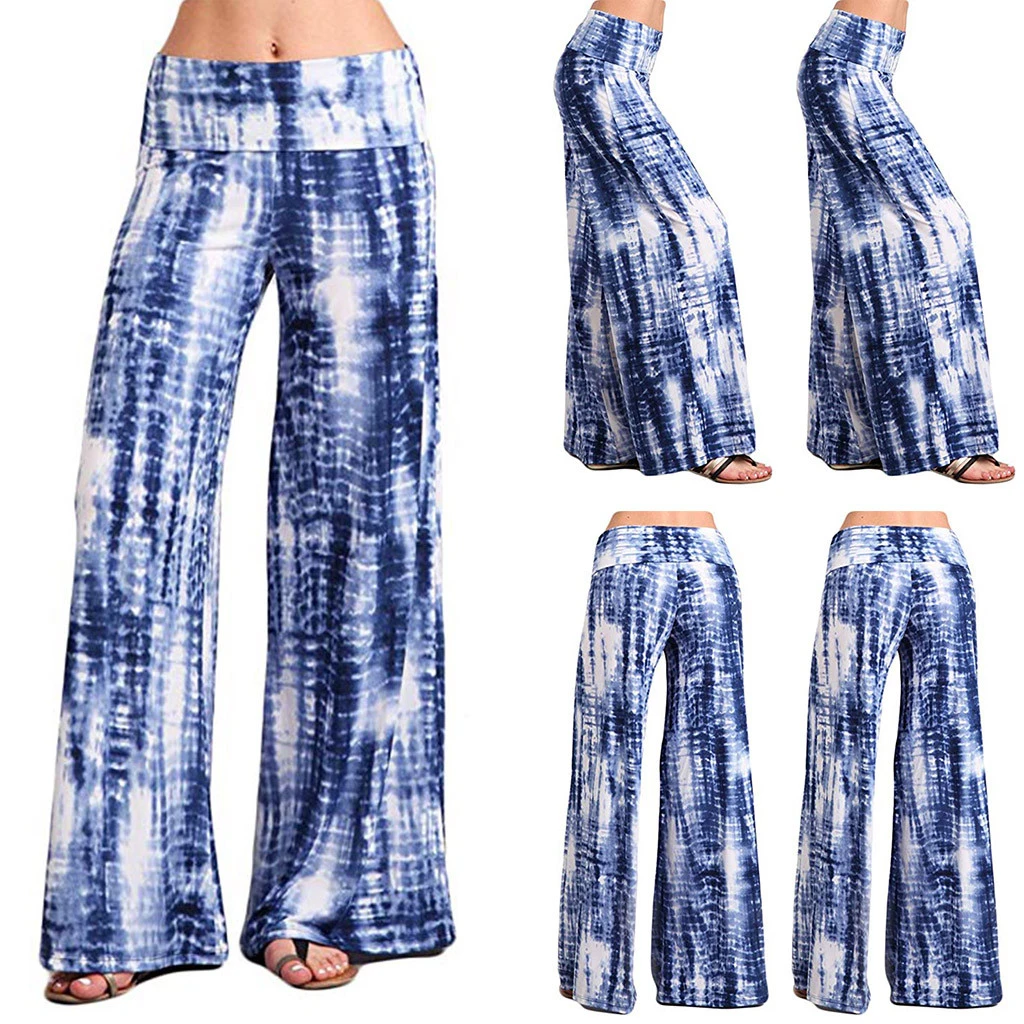 FREE OSTRICH Casual Wide Leg Pants Women Beach Split Sexy Summer Trousers Female Floral Printed Capris Ladies Girls 808