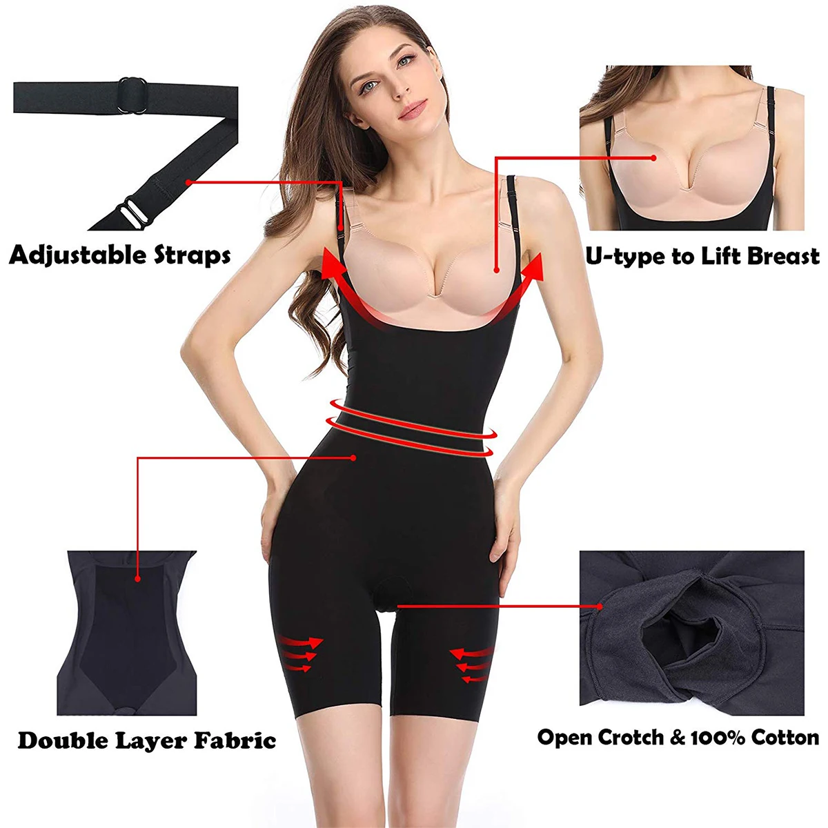 Joyshaper Silm Body Shaper для женщин, регулируемый животик, контроль талии, тренажер, сексуальный, открытый бюст, боди, подтяжки, нижнее белье, плюс размер