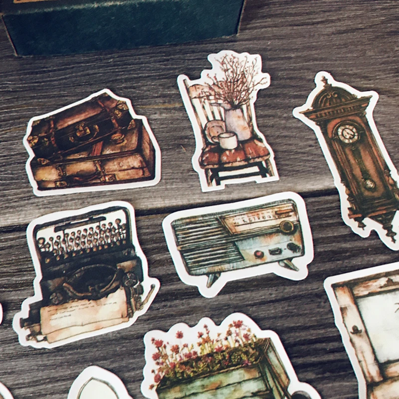 Vintage furniture old appliances typewriters materials stickers DIY Creative Junk journal Photo Scrapbooking Decoration Stickers decorative stickers,diy scrapbooking accessories