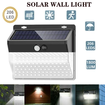 

206 LED Solar Light Outdoor Solar Lamp PIR Motion Sensor Wall Light Waterproof Solar Powered Sunlight for Garden Decoration