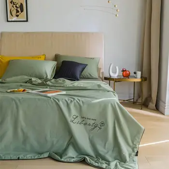 

Svetanya Quilted Bedspread Thin Bedding Throws Blanket Solid Color Embroidred Quilt