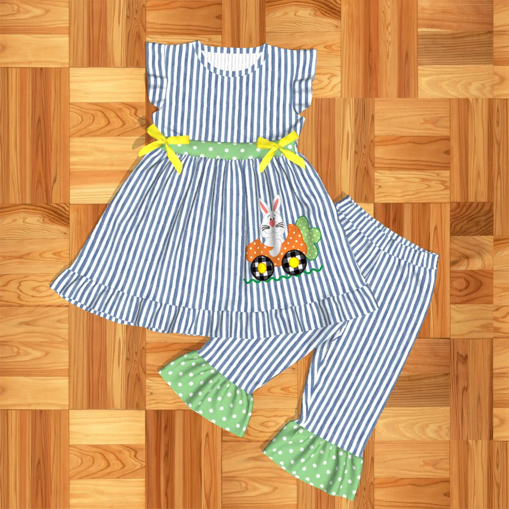 Летняя одежда для маленьких мальчиков и девочек на Пасху; Эксклюзивная Одежда для новорожденных с вышивкой кролика; Детский комбинезон; GPF911-846-HY