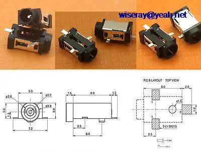 

DHL/EMS 2500PC 2.5mm X 0.65mm DC SMD SMT socket 0.7mm jack for Tablets Charger Power Plug-A8