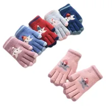Высокое качество, Зимние Детские двойные толстые теплые перчатки, вязаные бархатные перчатки, вязаные перчатки для мальчиков и девочек, детские От 5 до 8 лет