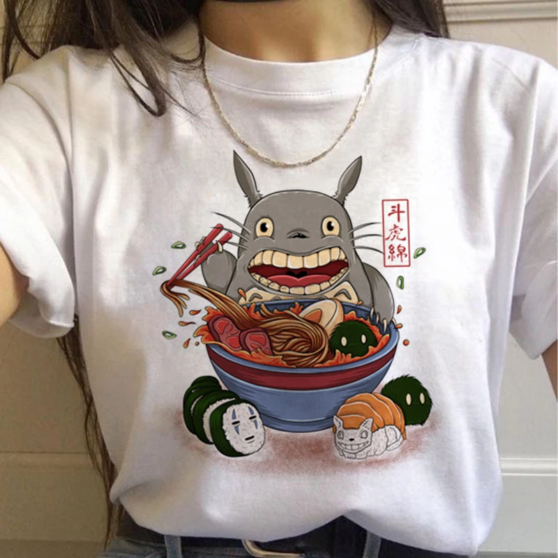 Totoro Studio Ghibli Harajuku футболка женская Miyazaki Hayao Ullzang Kwaii футболка с рисунком 90s футболка "Аниме" модная футболка женская