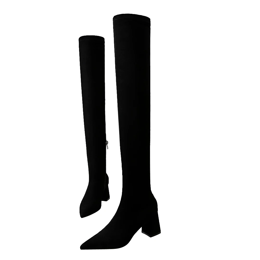 

Over The Knee Boots Thigh High Boots Square Heel Shoes Fashion Female Luxury Shoes Women Designers Long Boots Shoes G0176