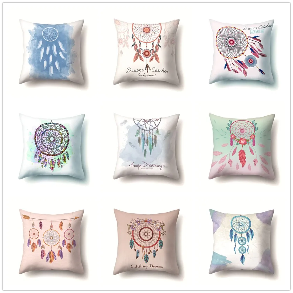 

Dreamcatcher Polyester Cushion Cover Fantastic Pattern Decorative Pillowcase Home Decor for Living Room Sofa Couch Bed 45x45cm