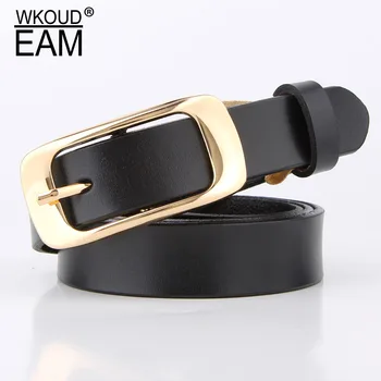 

WKOUD EAM 2020 New Metal Pin Buckle Genuine Leather Belt For Women Korea Fashion Shiney Corset Belt Female Waistband Lady PF205