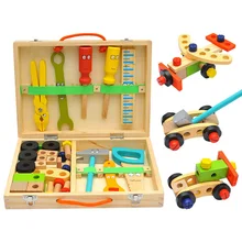 Ensemble de réparation en bois pour bébés, jouets multifonctions, boîte à outils Portable, jouets éducatifs de dessin animé pour garçons, Puzzle