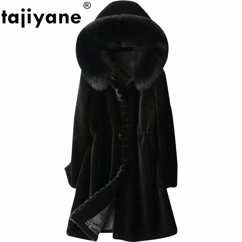 

Women's Real Fur Coat Autumn Winter Jacket Women Clothes 2021 Fox Fur Hooded Mink Fur 100% Wool Coats Korean Vintage ZT1528
