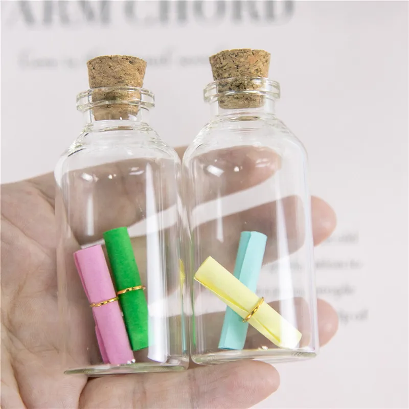 24PC Mini Transparent Glass Cork Bottles Crafts Vials Clear Glass Empty Wishing Bottles 4ml 10ml 100ml Jars Containers Diy Vials 3