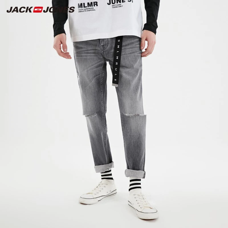 Мужские рваные джинсы из эластичного хлопка JackJones | уличная одежда 219132563|Джинсы|