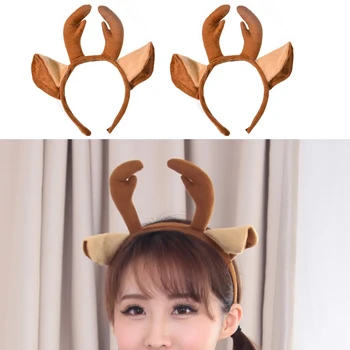 

1Pc Christmas Cute Elk Antler Headband Hair Hoop with Ear Deer Headband for Christmas Costume Party Decoration Birthday Gift