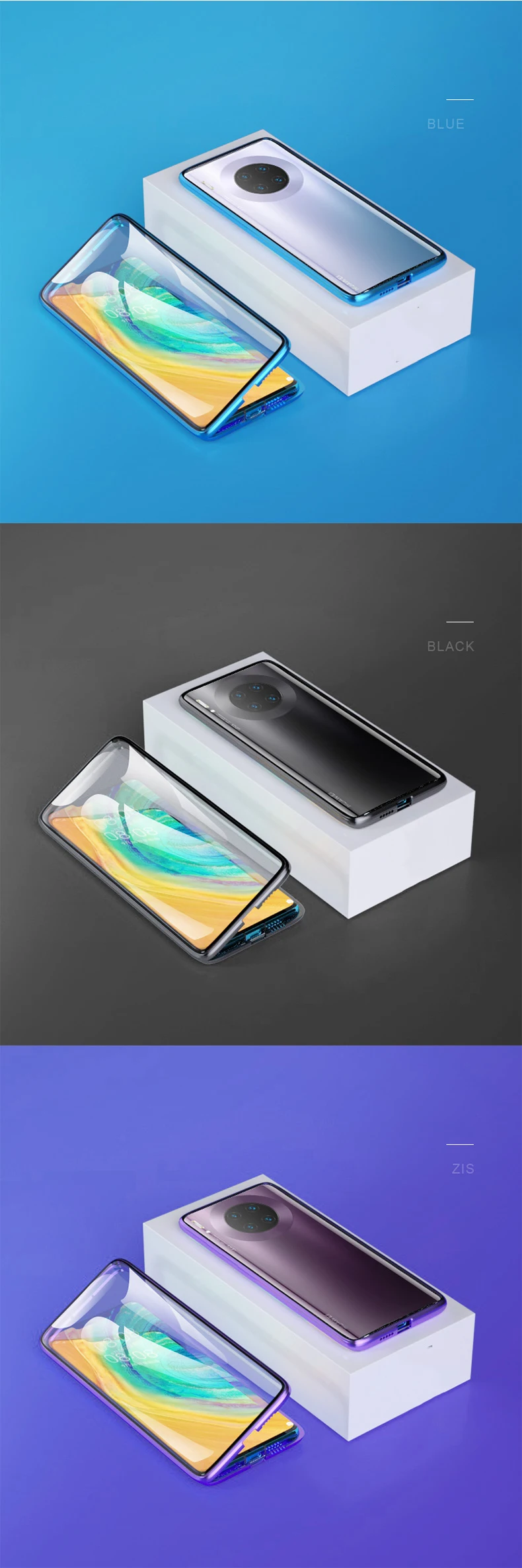 360 полный защитный Магнитный чехол для huawei mate 30 Pro ударопрочный чехол металлический бампер передний+ задний стеклянный чехол для huawei mate 30