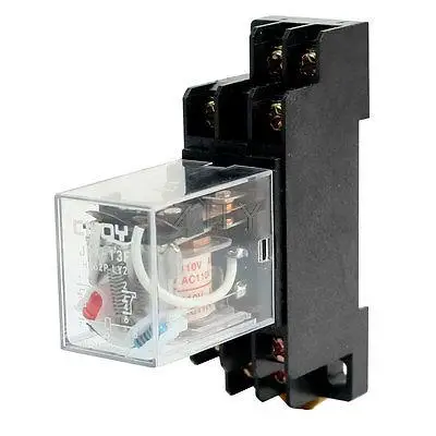 

110VAC 10A Coil 8 Pin DPDT Red Light General Purpose Power Relay w Socket Base