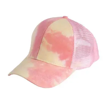 

Summer Fashion Tie-dye Mesh Ponytail Baseball Caps 2020 NEW Outdoor Sunscreen Snapback Caps for Female Sport High Elasticity