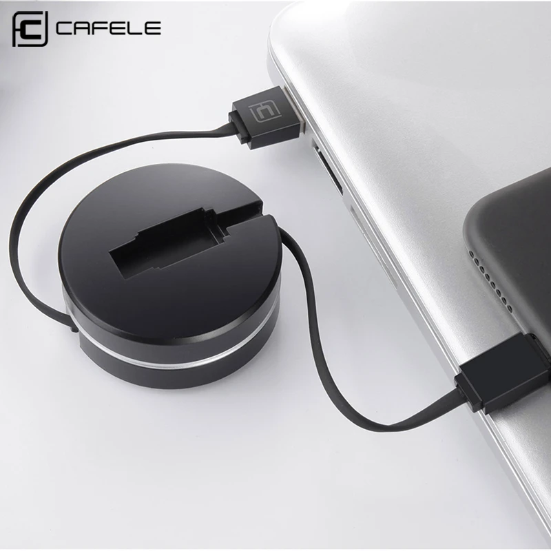 KAFELE 1 м usb зарядный кабель для ios Выдвижной Мини Круглый Портативный USB кабель для iPhone 11 Pro X Xr Xs Max провод для быстрого заряда