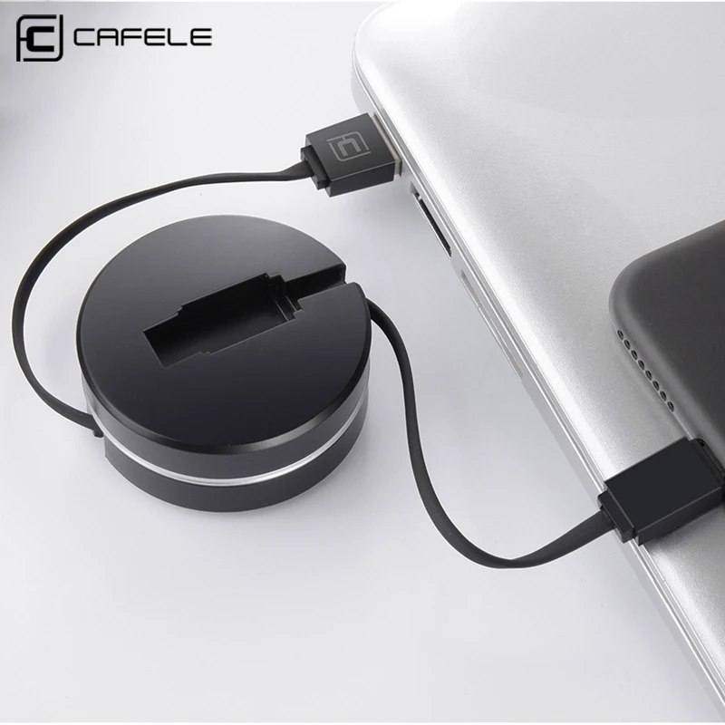 KAFELE 1 м usb зарядный кабель для ios Выдвижной Мини Круглый Портативный USB iPhone 11 Pro X Xr Xs