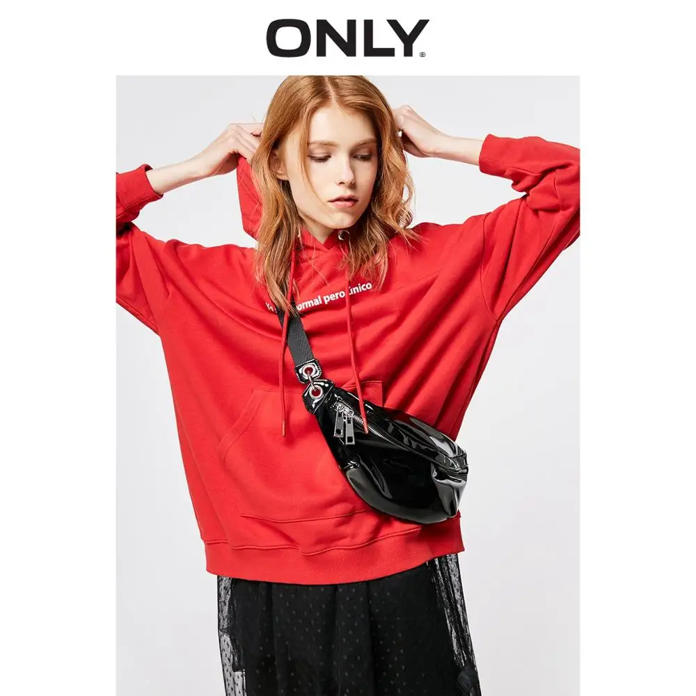 Online SOLO 2019 delle Donne Loose Fit Stampa Della Lettera Con Cappuccio | 11919S594