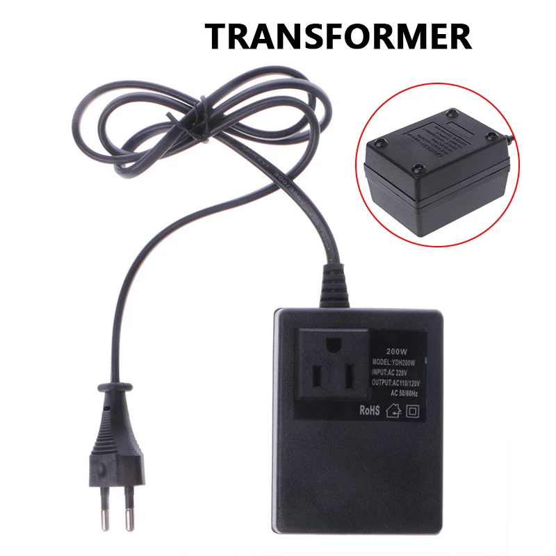 

Watt-Hour Meter Socket Plug 200W 220V TO 110V Black AC Power Adapter Plug Adapter Converter Durable Electrician