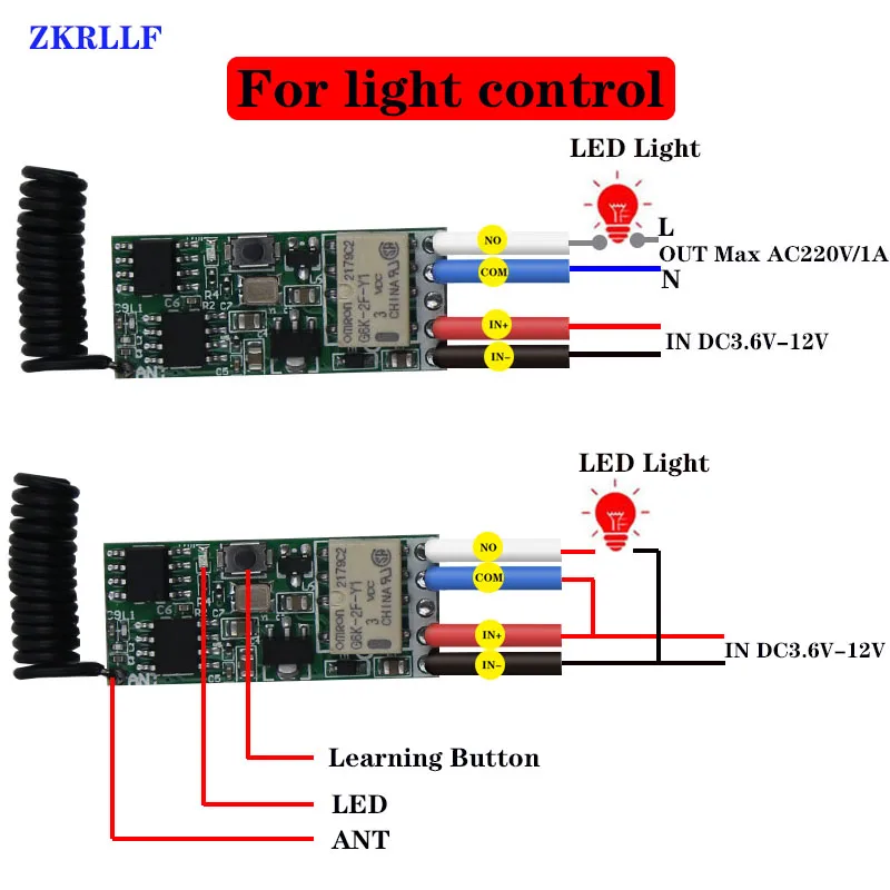 433mhz DC 3,6 V 5V 9V 12V 24V 1CH Mini Relay Wireless RF Fernbedienung  schalter LED Lampe Controller Micro Empfänger Sender DIY - AliExpress