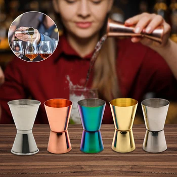 

15/30ml Cocktail Double-headed Glass Bar Jigger Stainless Steel Measuring Ounce Cup Bartending Measuring Cup Bar Tool Accessory